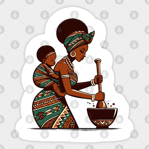 Afrocentric Mother And Baby Sticker by Graceful Designs